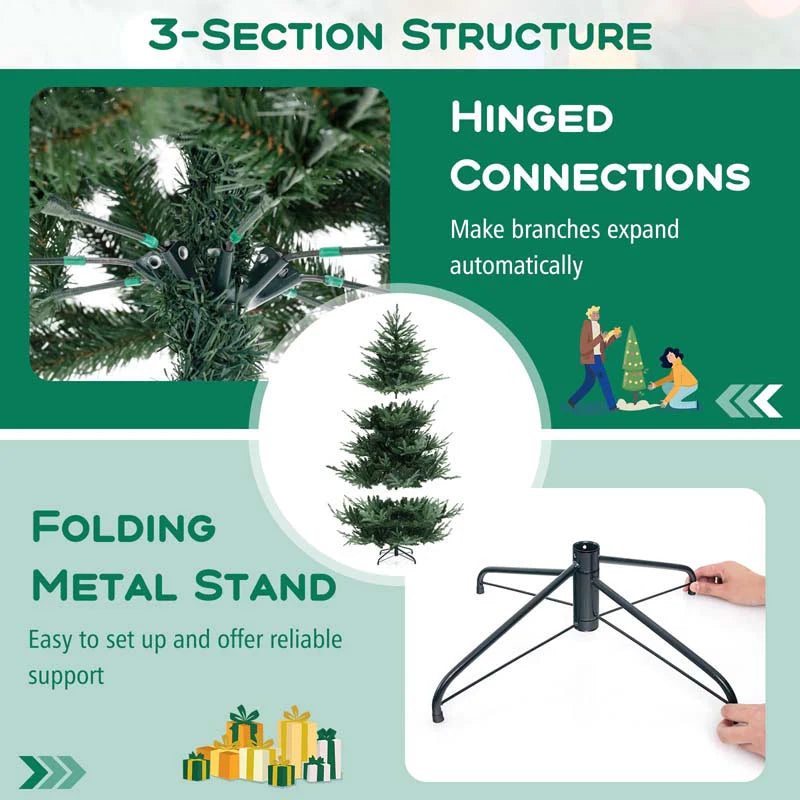 6/7/8 FT Pre-Lit Artificial Christmas Tree, Hinged Xmas Tree with 240/340/450 Warm White LED Lights - Product image 12