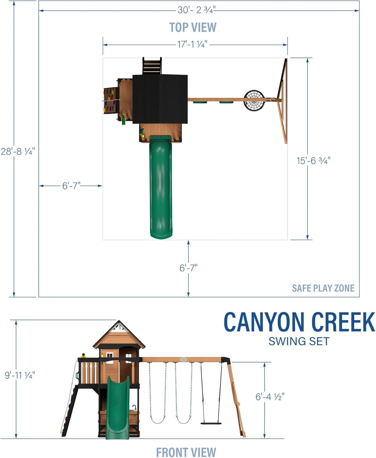 Canyon Creek Cedar Wood Swing Set with Wave Slide, Clubhouse, Play Kitchen, Picnic Area, Belt Swings - Product image 2