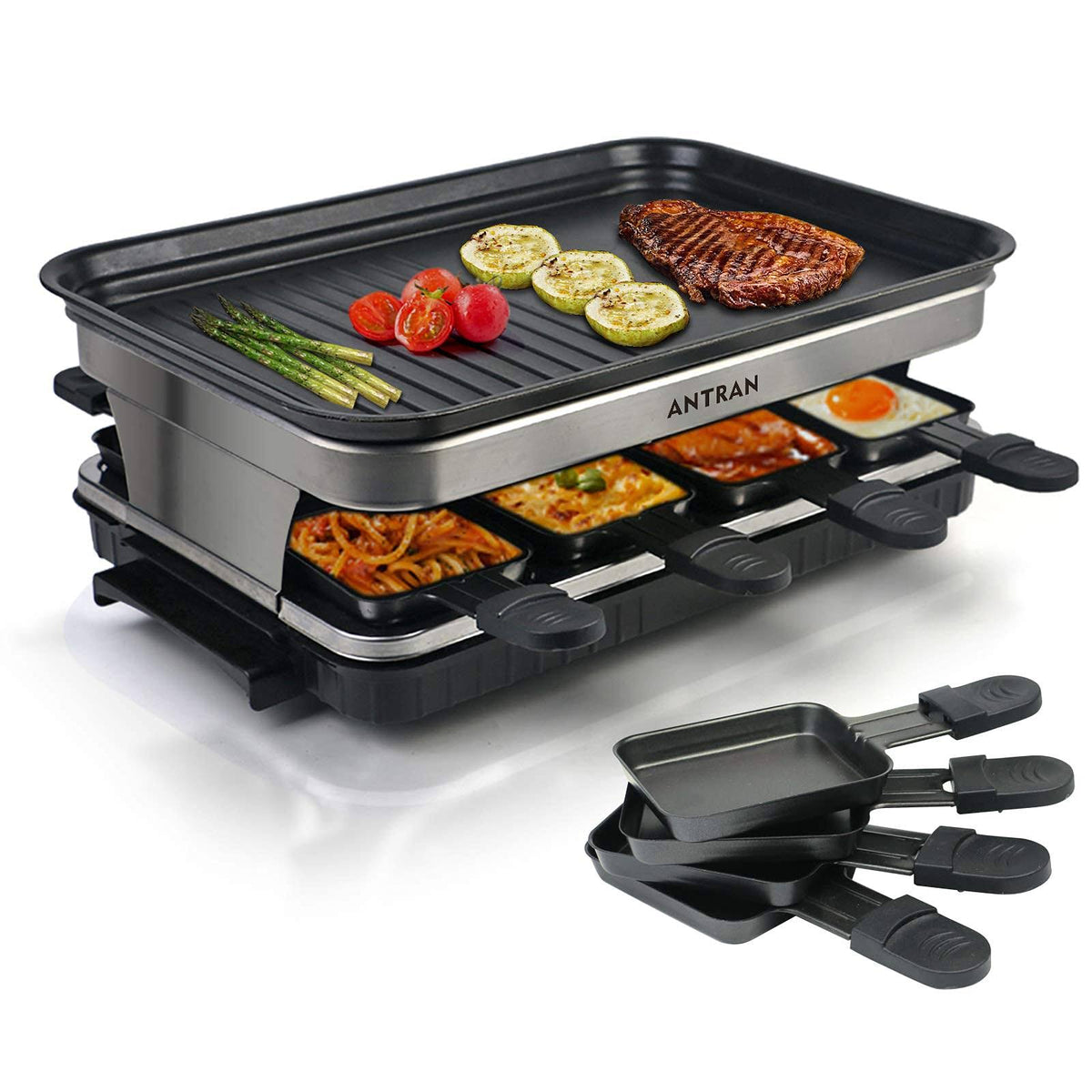 Indoor Grill Smokeless Korean BBQ Grill 2 in 1 Griddle Electric Grill Raclette Table Grill Kitchen - Product image 1