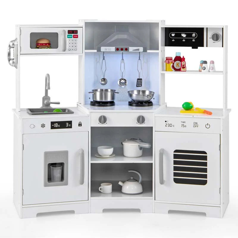 Wooden Corner Kids Kitchen Playset with Real Sounds & Lights, Range Hood - Product image 2