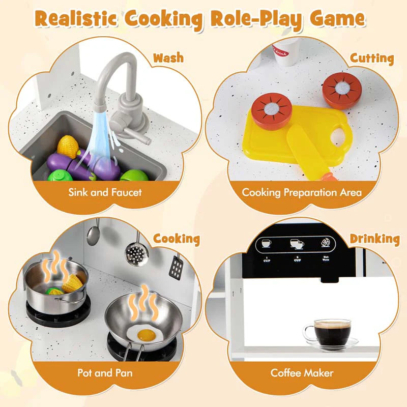 Wooden Corner Kids Kitchen Playset with Real Sounds & Lights, Range Hood - Product image 6