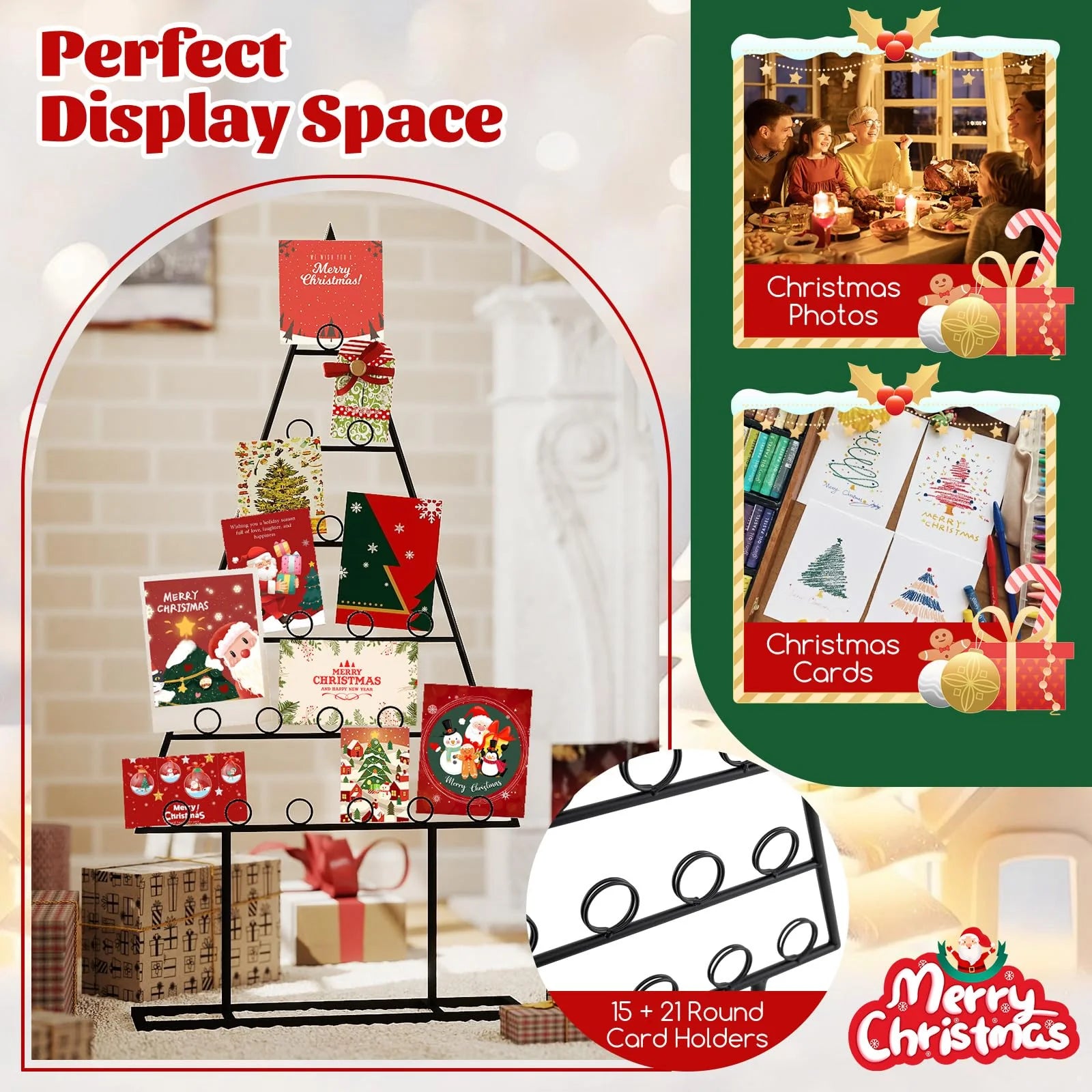 Tangkula 2 Pack Christmas Card Holder for Home Office Party Decoration - Product image 5