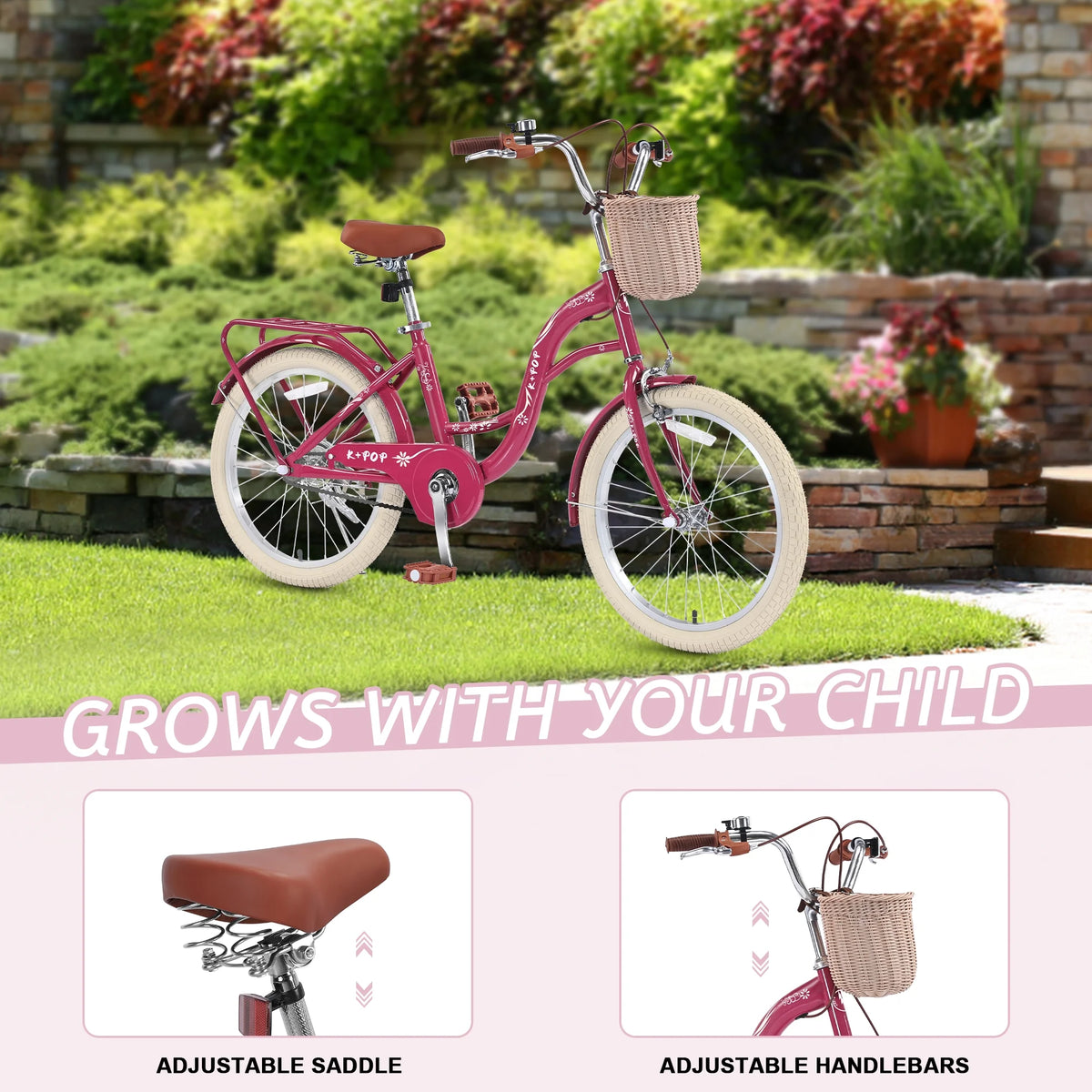 Bstjewey 20 in Girls Bike with Basket, Kids Bicycle for Ages 7 - 13 - Product image 31