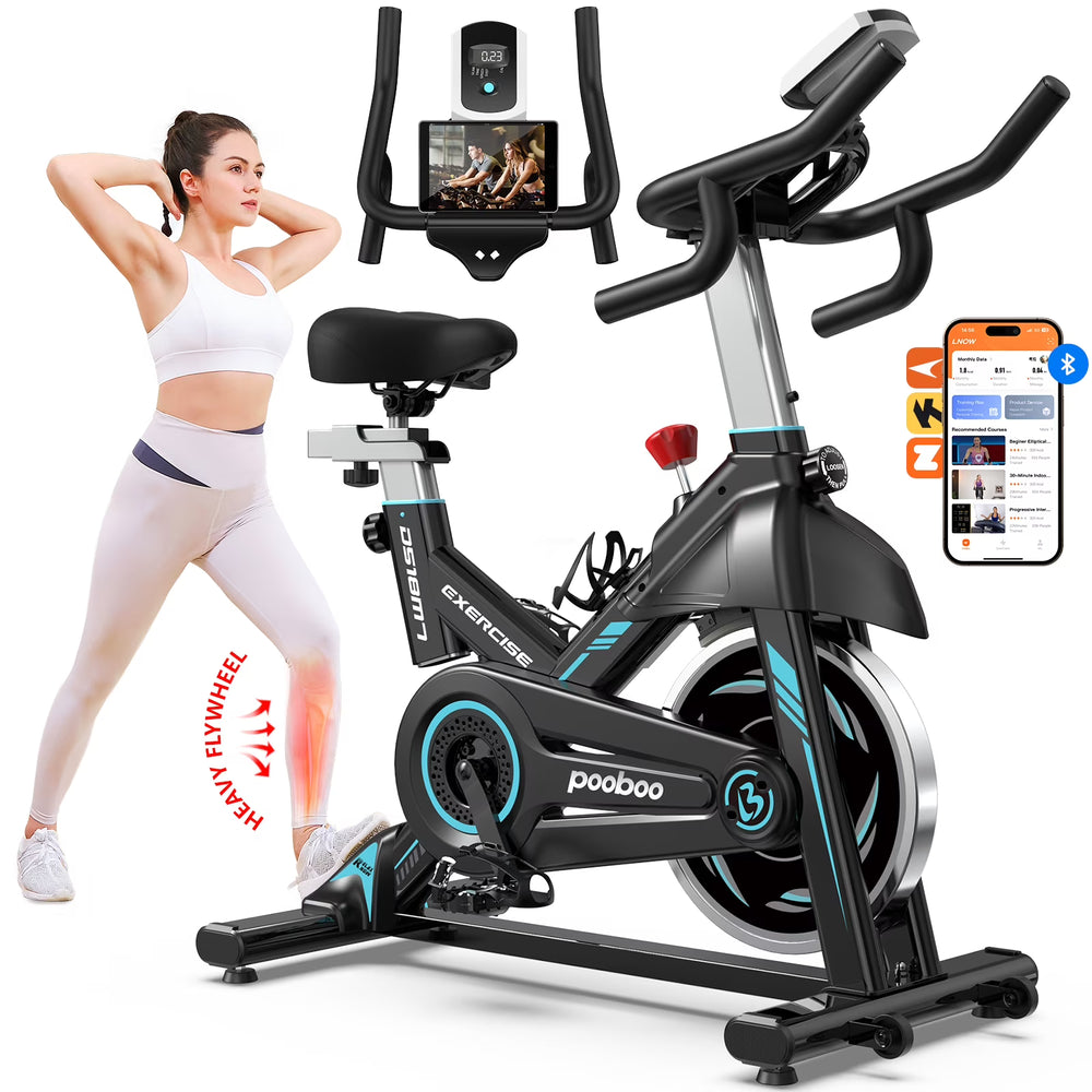 Pooboo Professional Indoor Cycling Bike Stationary Exercise Bikes Home Cardio Workout Bicycle Machine 350 lb Flywheel Weight 40 lb