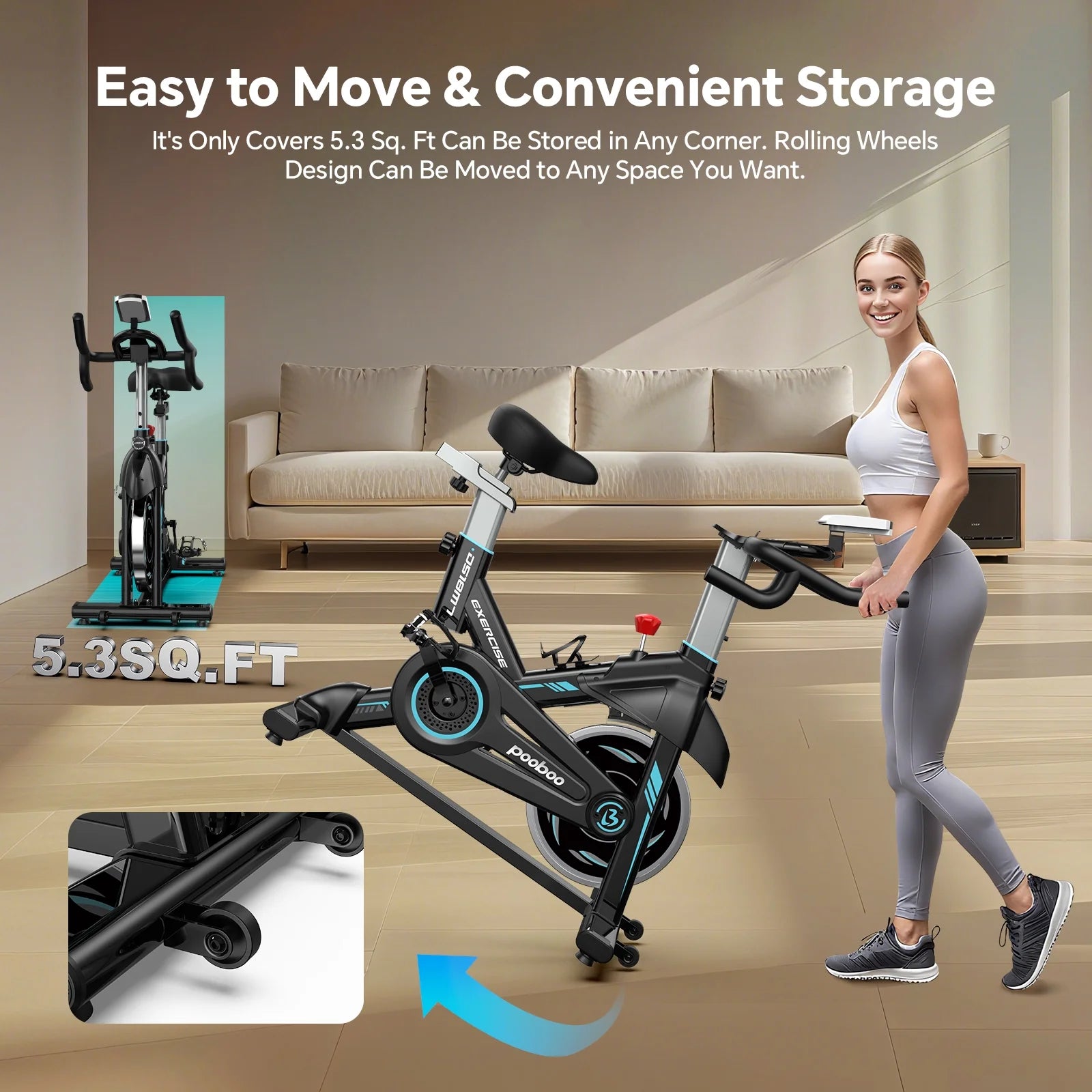 Pooboo Professional Indoor Cycling Bike Stationary Exercise Bikes Home Cardio Workout Bicycle Machine 350 lb Flywheel Weight 40 lb