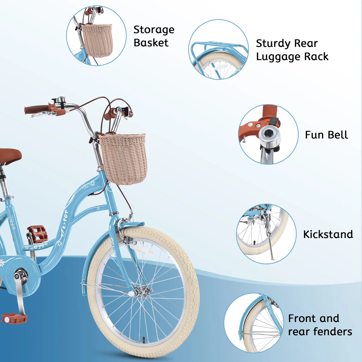 Bstjewey 20 in Girls Bike with Basket, Kids Bicycle for Ages 7 - 13 - Product image 18