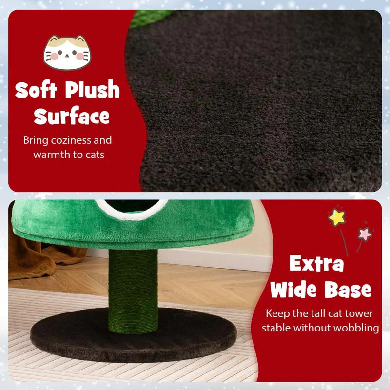60" Christmas Cat Tree for Indoor Cats, Modern Holiday Cute Cat Tree Tower with 2 Condos - Product image 6