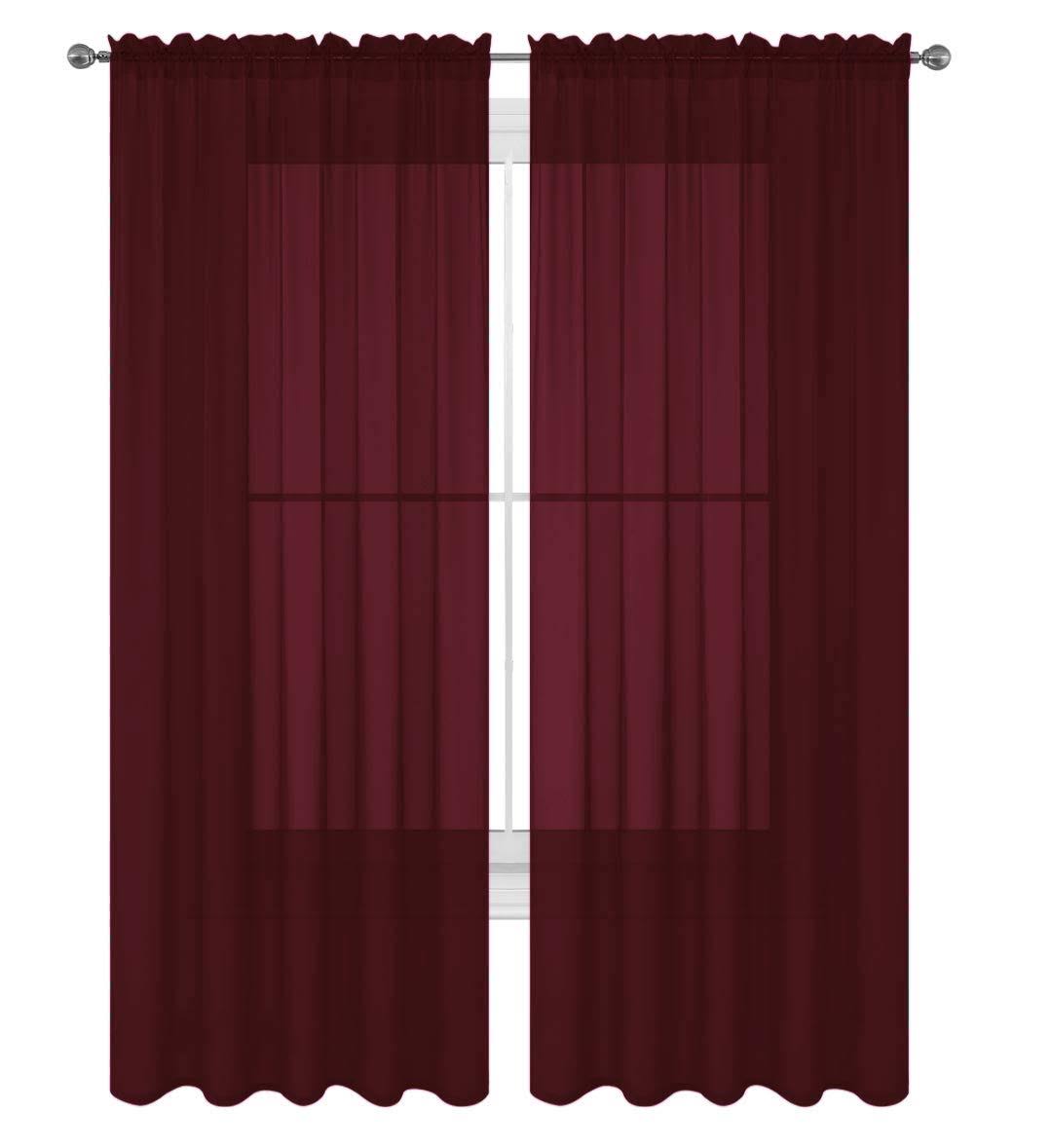 Decotex 2 Piece Solid Elegant Sheer Curtains Fully Stitched Panels Window Treatment Drape (54" x 84" - Product image 1