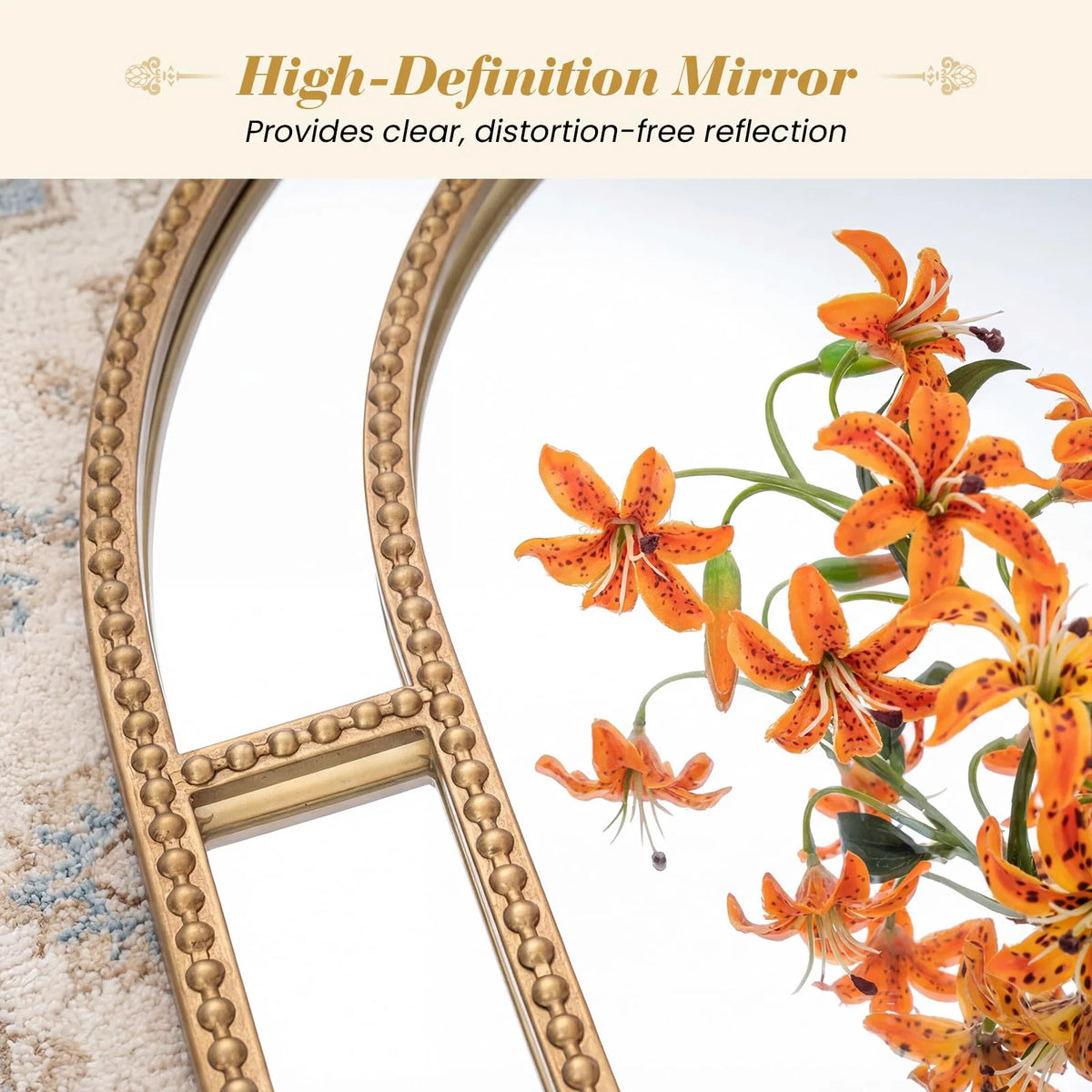 Tangkula 35" x 23" Gold Arched Wall Mirror (Arched) - Product image 6